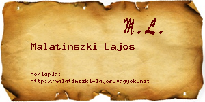 Malatinszki Lajos névjegykártya